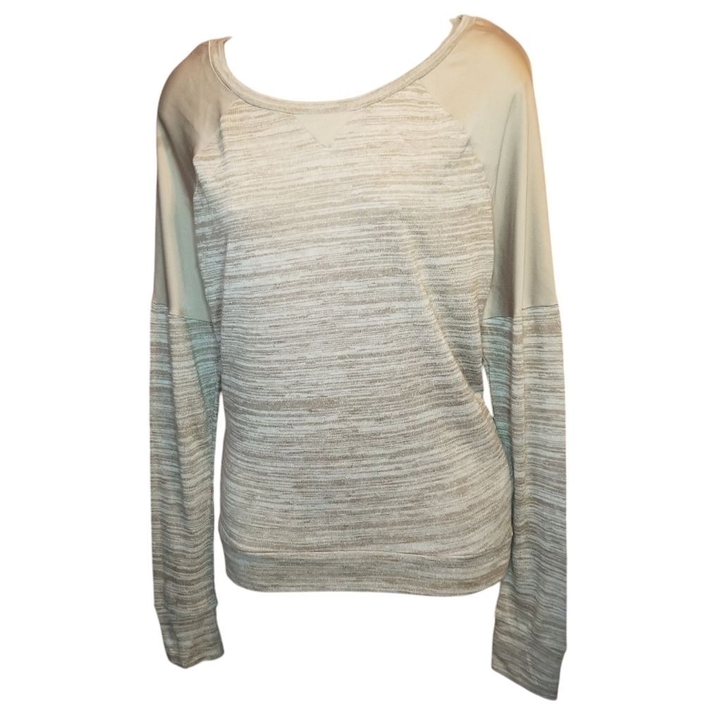 Guess Heathered Knit and Matte Gold Silky Shoulder Lightweight Sweater